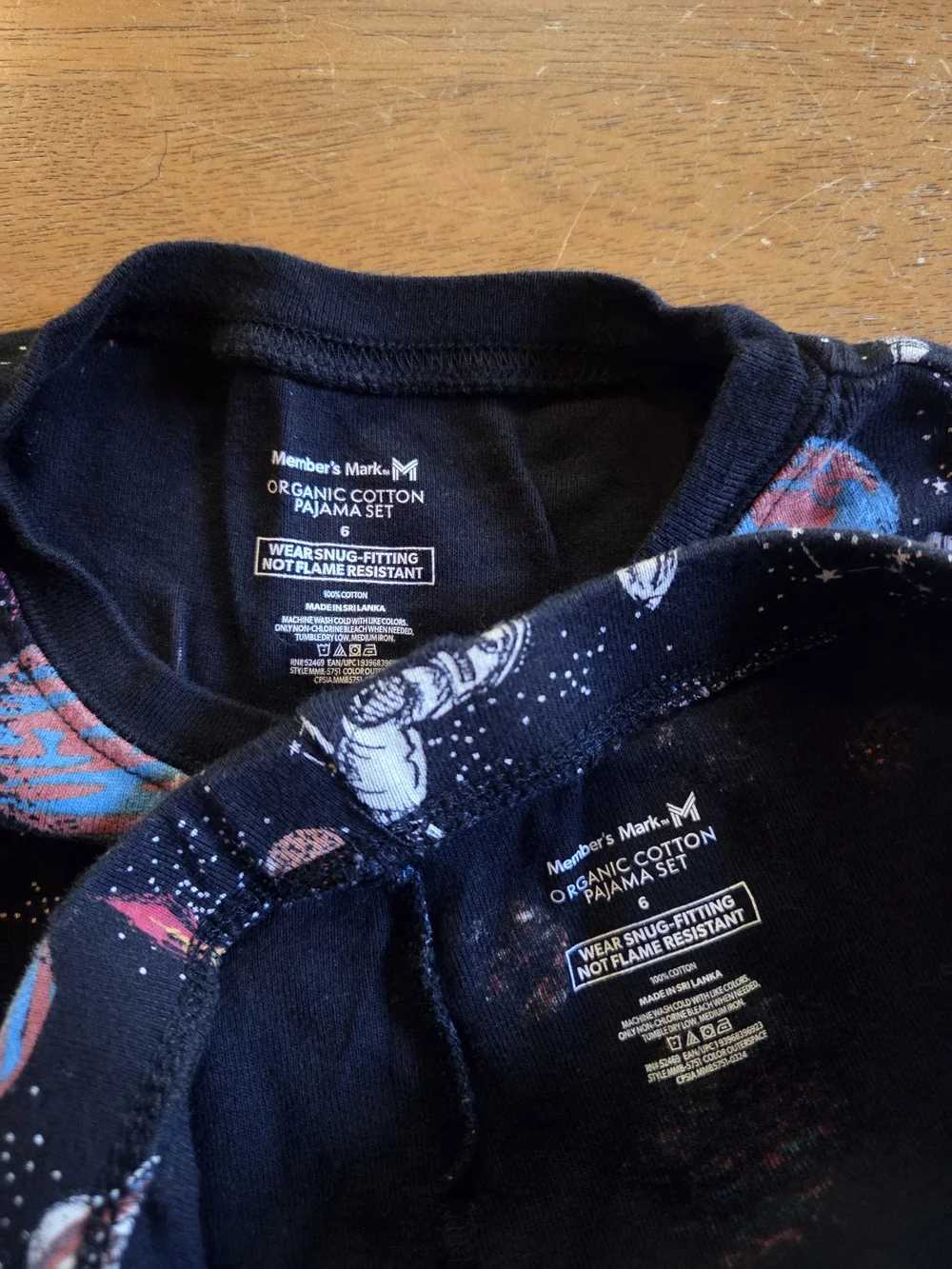 Kids Black Space Rocket Pajama Set